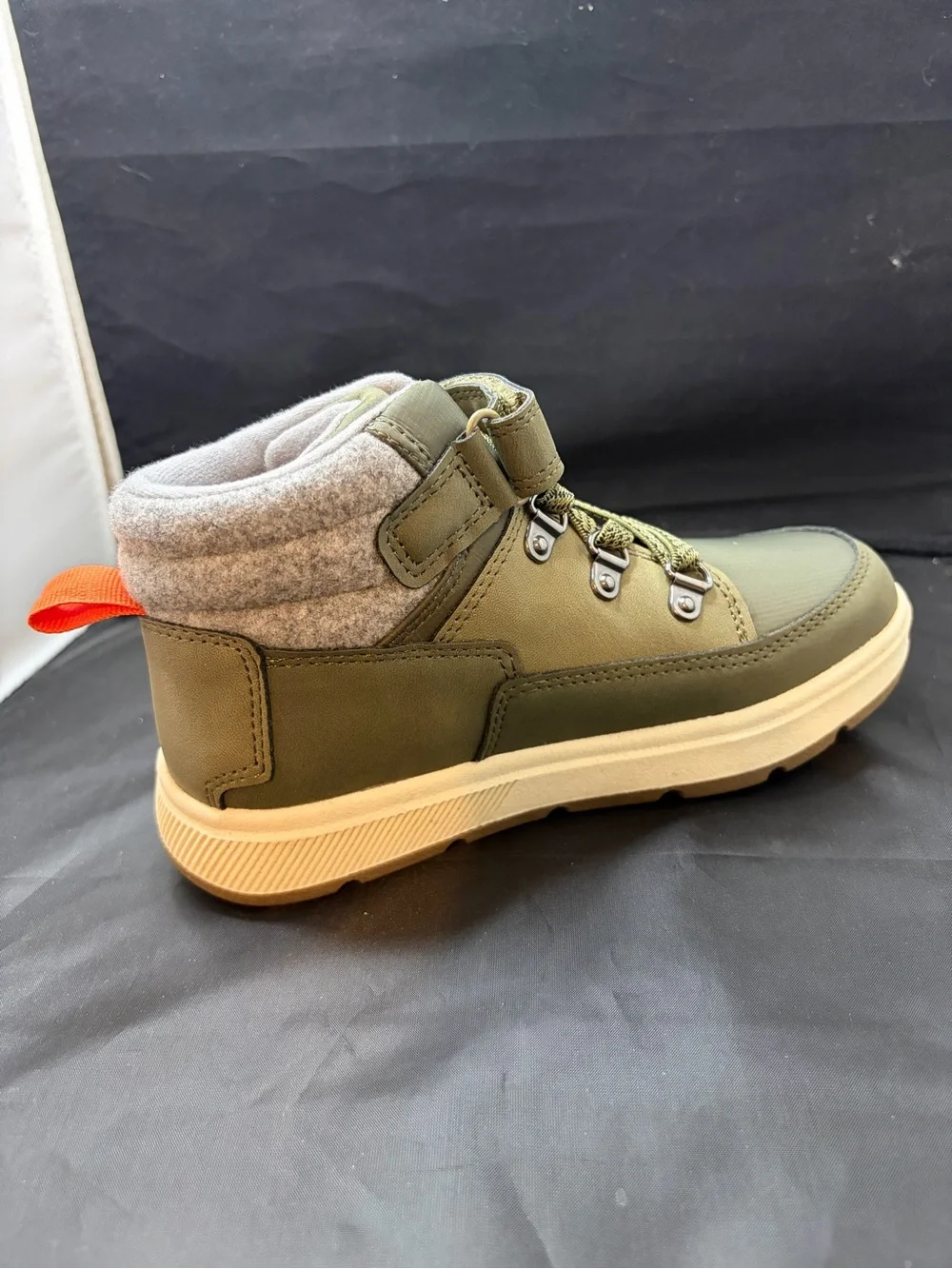 Cat & Jack Boy's Olive Green Kendrick Elastic Lace Sneaker Boots Size 13